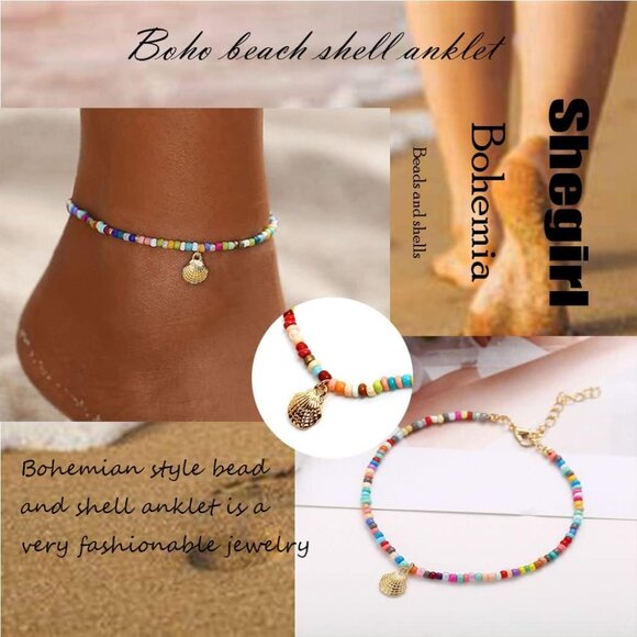 Lightweight Handmade Gold Shell Beaded Anklet & Bracelet - Perfect Gift Idea - Picture 4 of 9
